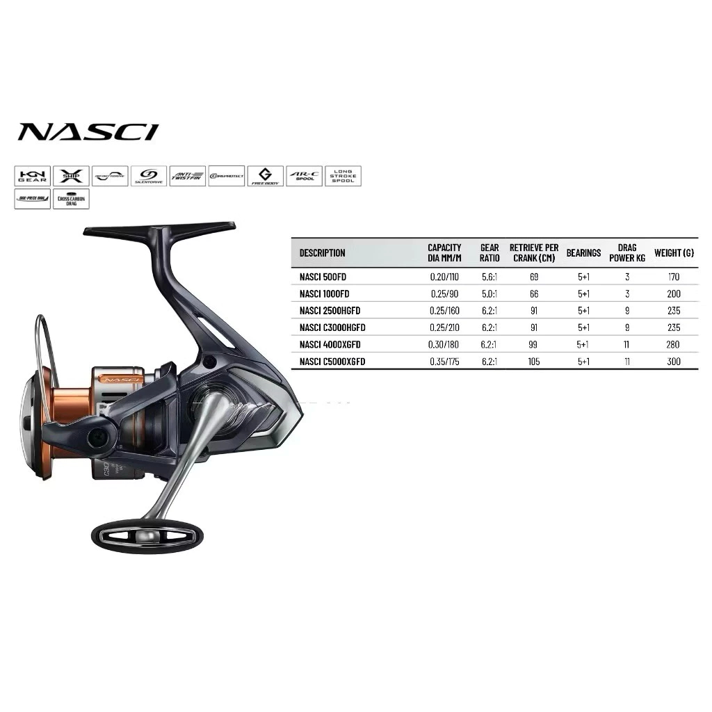 Reel Spinning Shimano Nasci Model 2025 Garansi Resmi