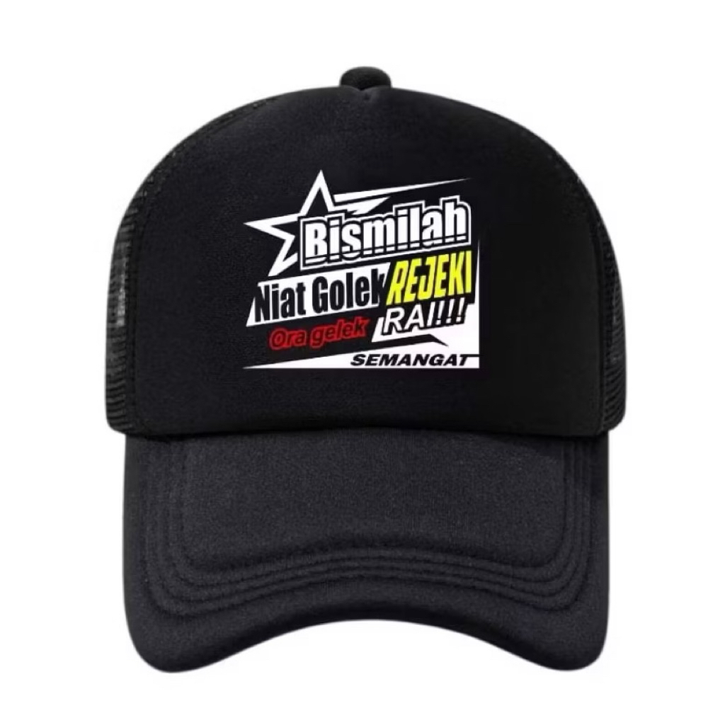 Topi Trucker Jaring Bissmillah Niat Golek Rejeki Ora Golek Rai - Lapakkaos.id
