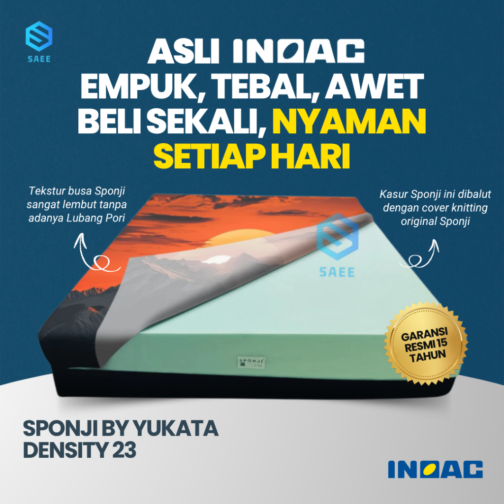 Kasur Busa inoac SPONJI by YUKATA Density 23 Garansi 15 Tahun