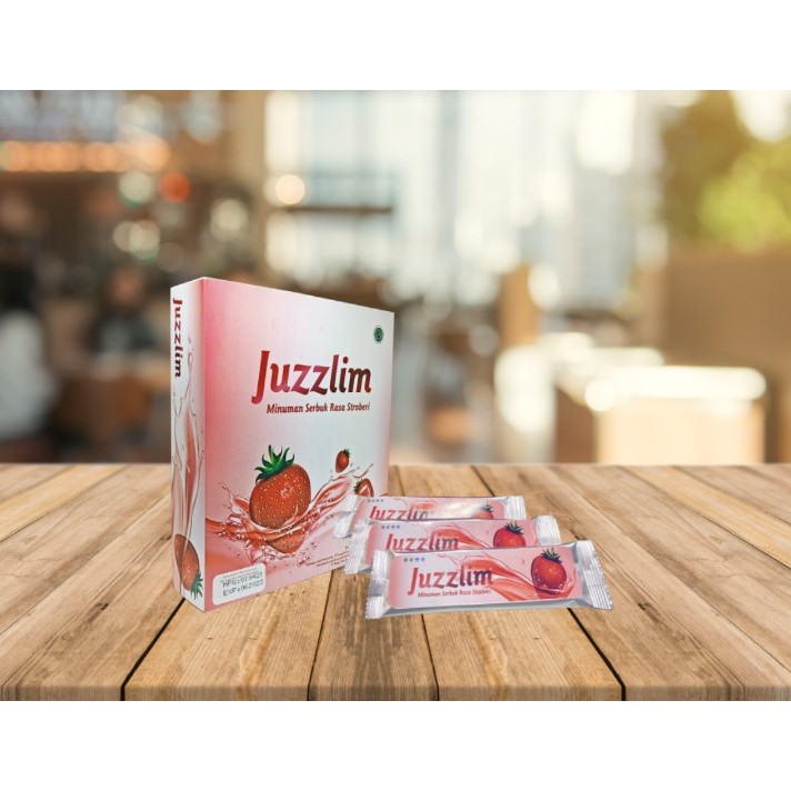 Minuman Diet JUZZLIM Strawberry – Serat Psyllium Husk – Box 10 Sachet