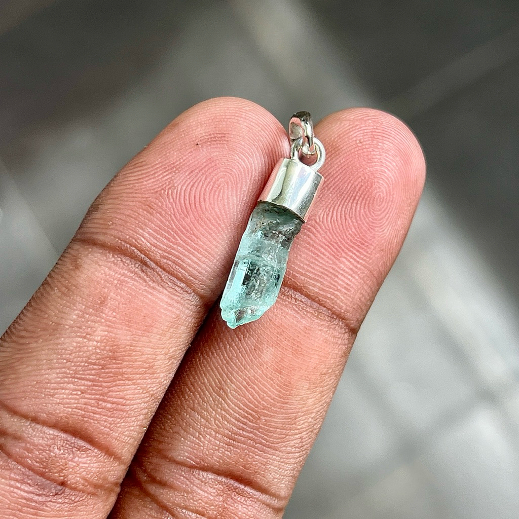 liontin batu zamrud Natural Emerald Beryl Jamrud liontin perak batu zamrud