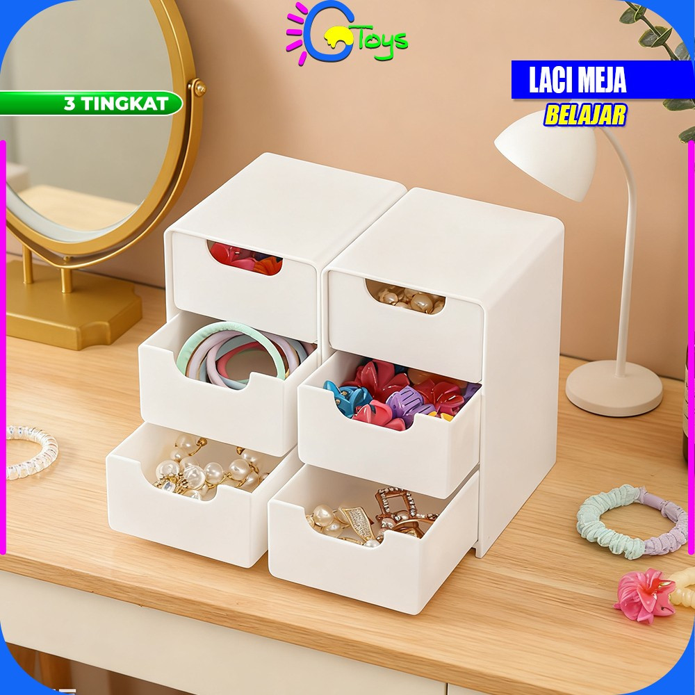 CR-C1398 Rak Laci Susun Mini 3 Tingkat / Tempat Penyimpanan Drawer Storage Box Laci Mini Aesthetic K