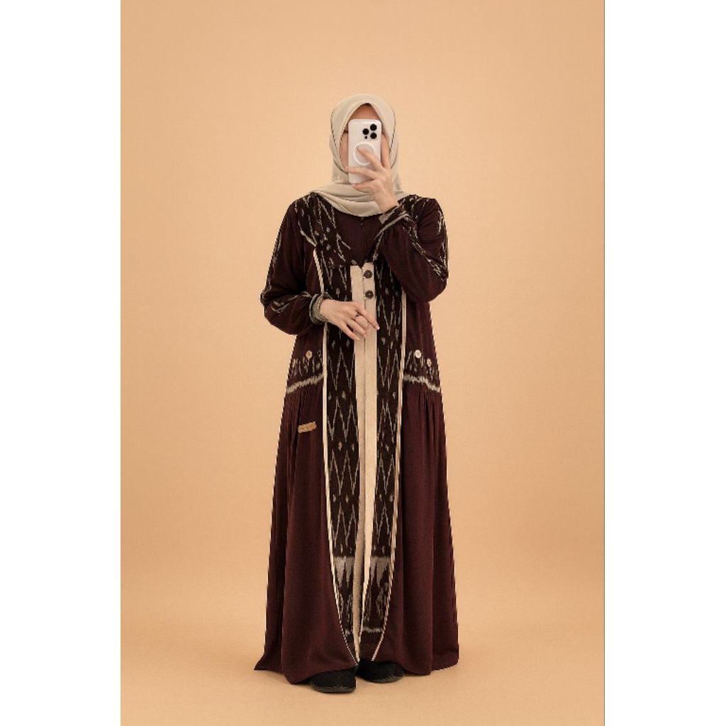 Dress Gamis Troso Coklat Elegan – Busana Etnik Modern untuk Wanita