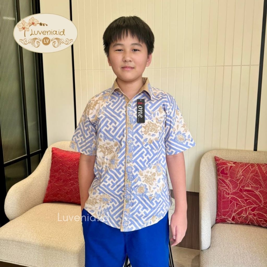 Batik Anak 001 & 013 WIK BLUE - Batik Modern / Batik Anak / Batik Keluarga / Batik Couple / Batik An