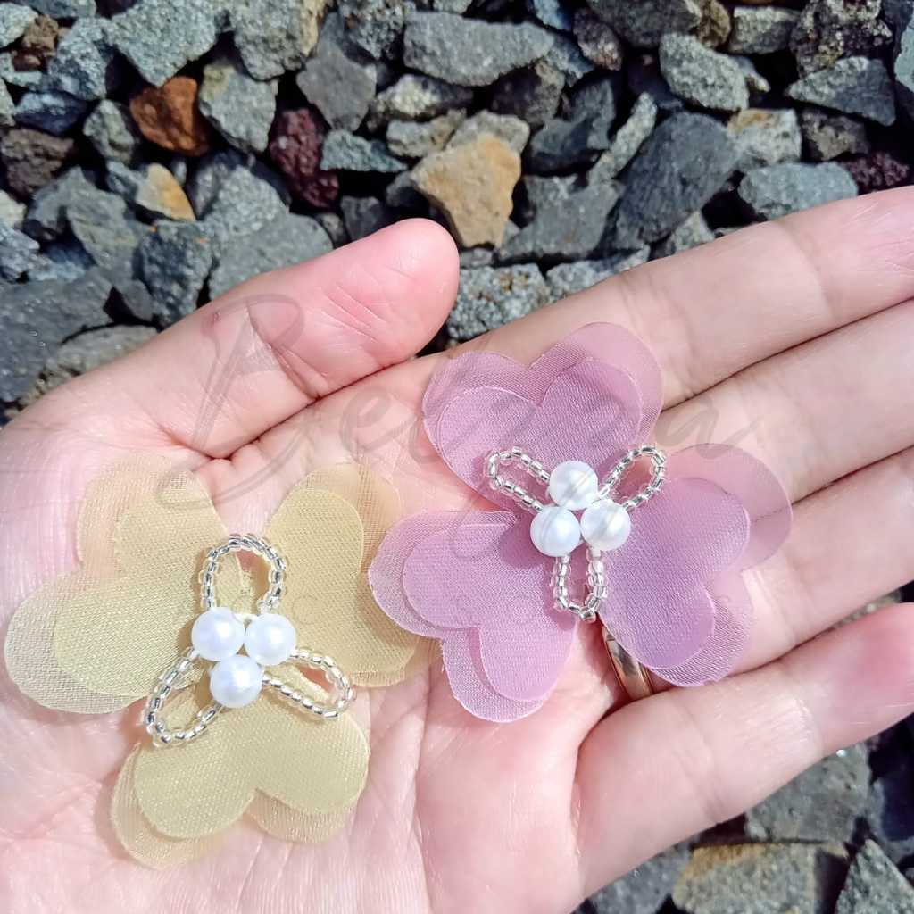 Hiasan Bunga Organza Elegan Multifungsi ,bunga merisa, kain organza,Bunga Kain Organza Mini Hiasan K