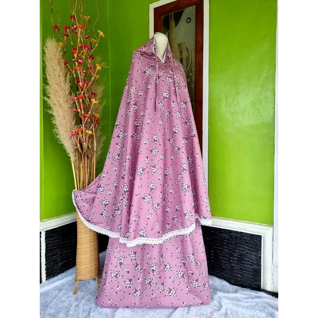 Mukenah katun motif + sajadah