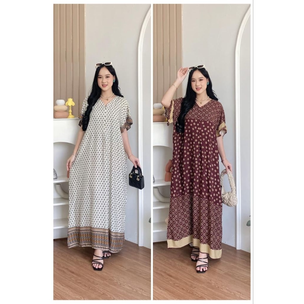 Arini Dress by HD.id Dailywear Daster Panjang Jumbo Lebar Busui Friendly