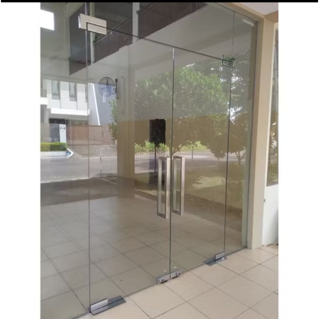 kaca tempered 12mm asahi Pintu Kaca 12mm/ Pintu Floorhinge kaca frameless partisi kaca tempered 12mm