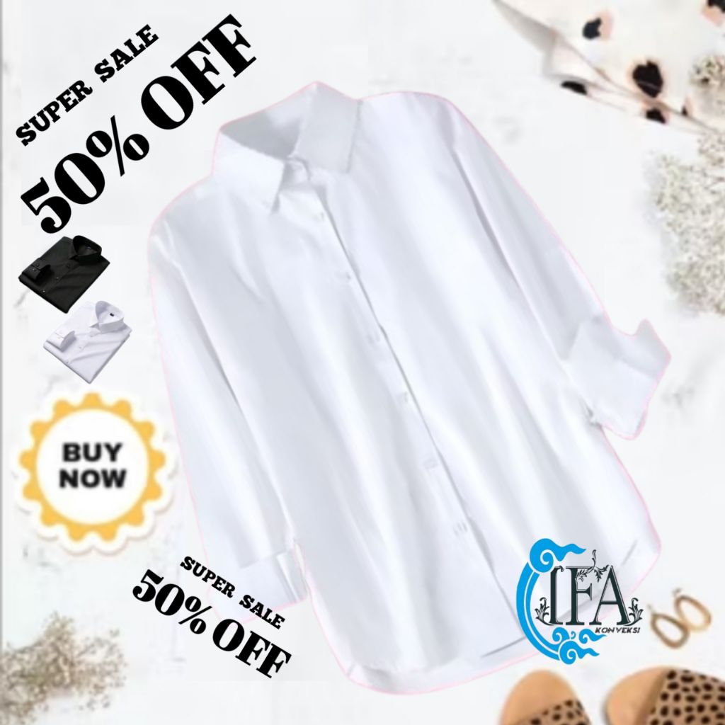 Kemeja Wanita Putih Lengan Panjang | Kemeja Wanita Ospek | Kemeja Wanita Putih Kantor | Kemeja Wanit