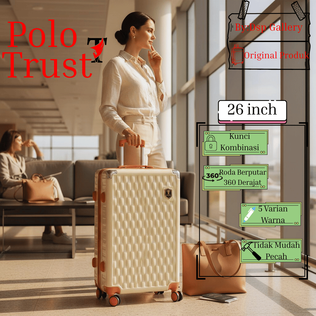 MEGA SALE 10.10 KOPER 26INCH TYPE 080 ANTI PECAH POLO TRUST BISA COD BAHAN PC KUNCI TANAM KOMBINASI 