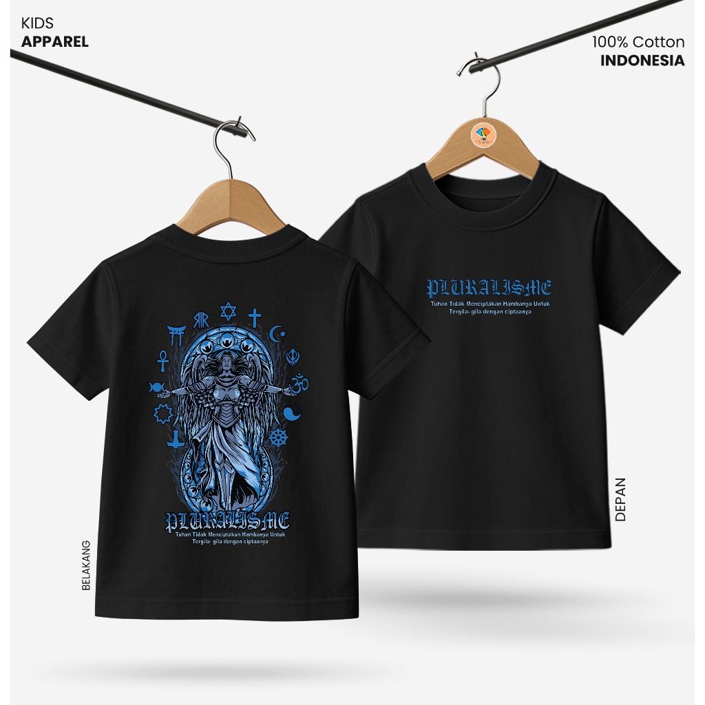 Baju Kaos Distro Anak Laki Laki Depan Belakang Keren Usia 3 - 10 Tahun - Kidswear Motif Pluralisme V