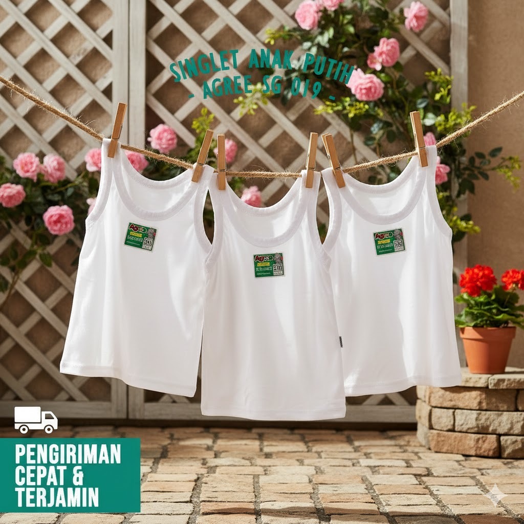 ( 6 Pcs ) Singlet Anak 1-9 tahun Kaos Dalam Agree SF 019 Size S,M,L,XL,XXL | Singlet Agree Kids SNI 