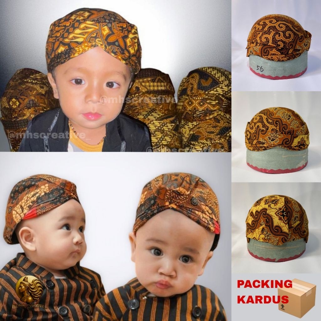 Blangkon bayi / anak / dewasa . Blangkon Solo kuning. Blangkon Jawa