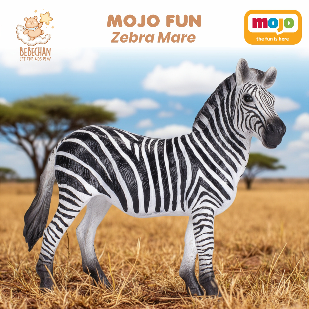 BEBECHAN - Mojo Fun Zebra Mare Miniatur Hewan Action Figure Zebra Betina