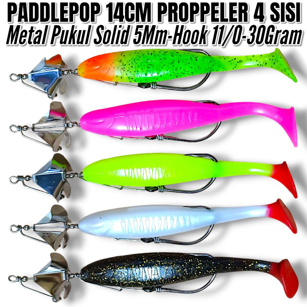 Paddle Pop 14Cm Lonceng Proppeler 4 Sisi. Hook Custom Oxgn 11/0. Berat 30Gram. Silencer Paddle Pop L