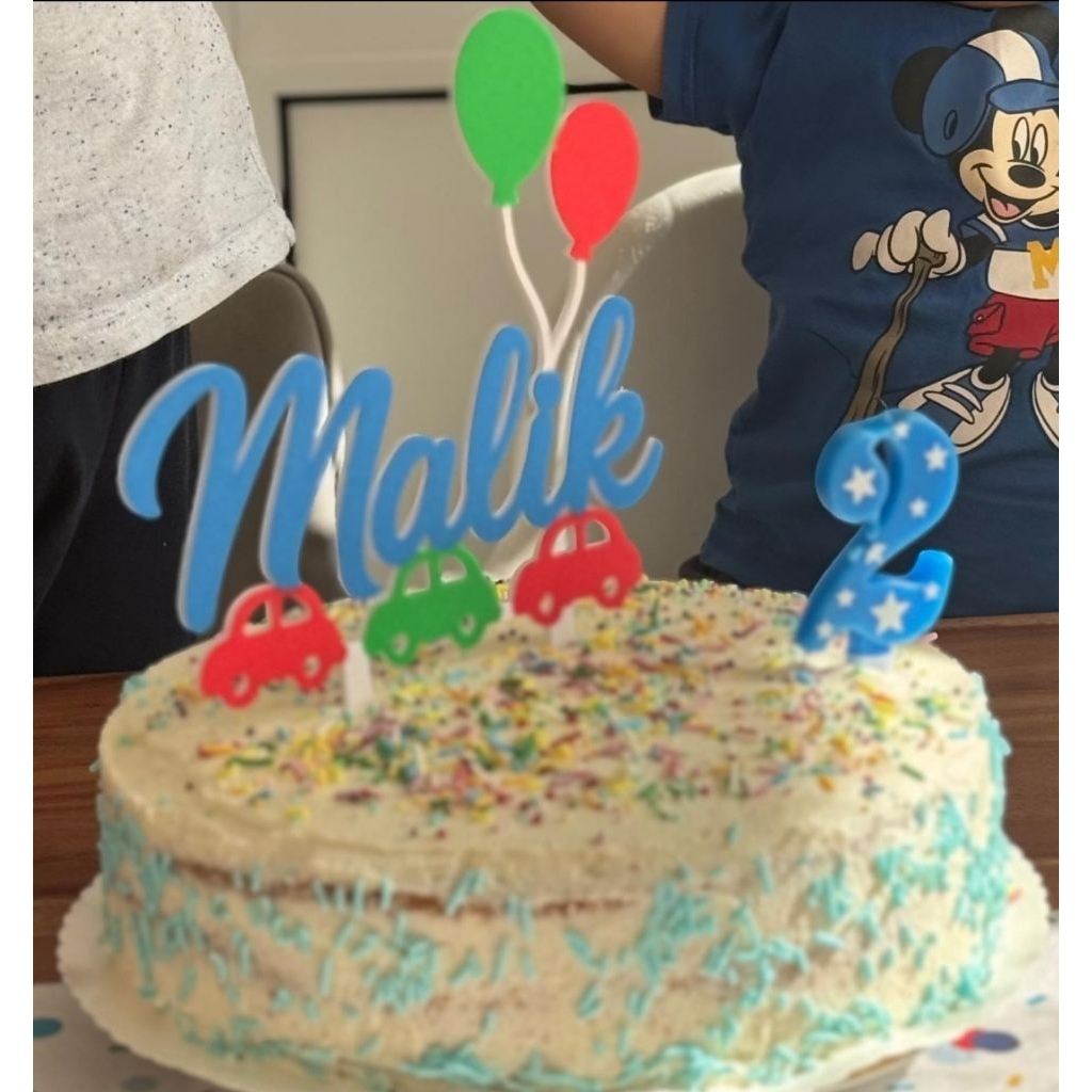 TOPPER KUE ULANG TAHUN CUSTOM NAMA BALON MOBIL