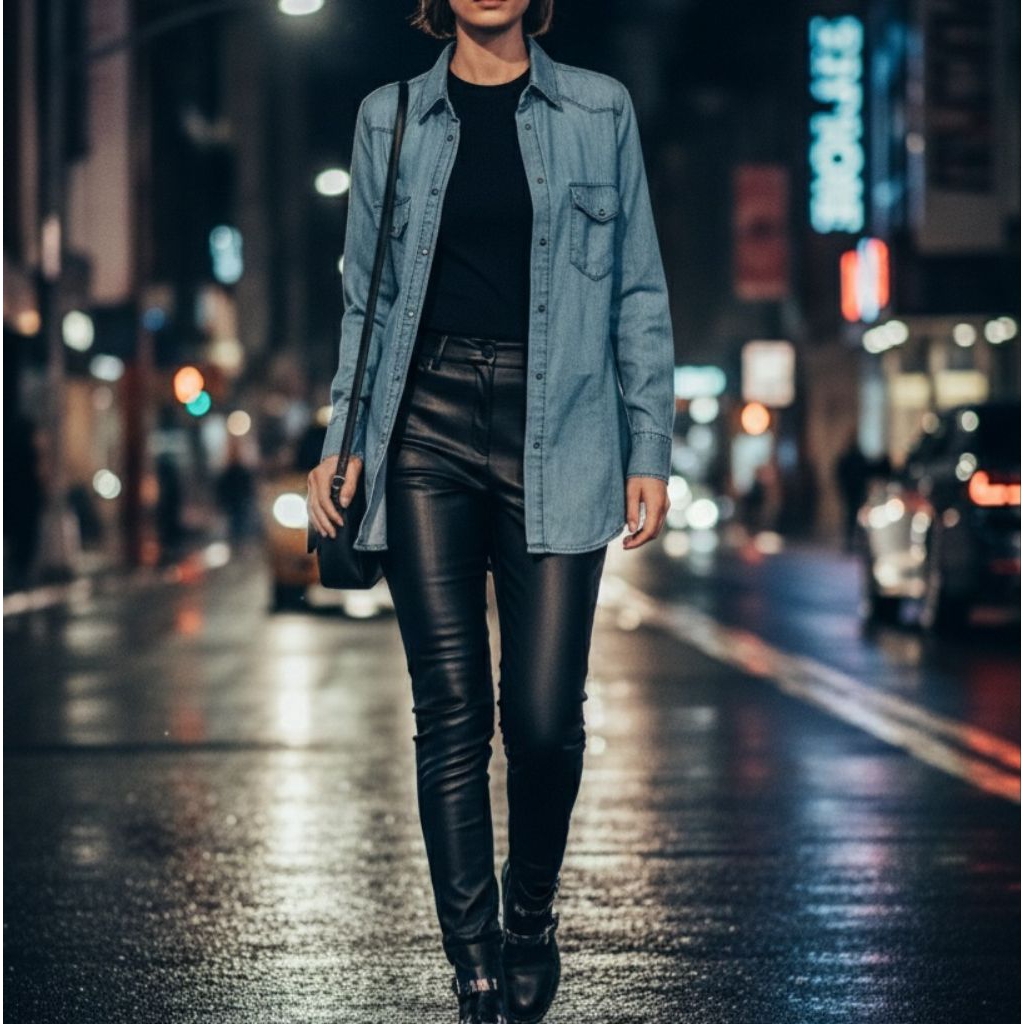 Preloved Zara Denim Shirt Mid-Blue