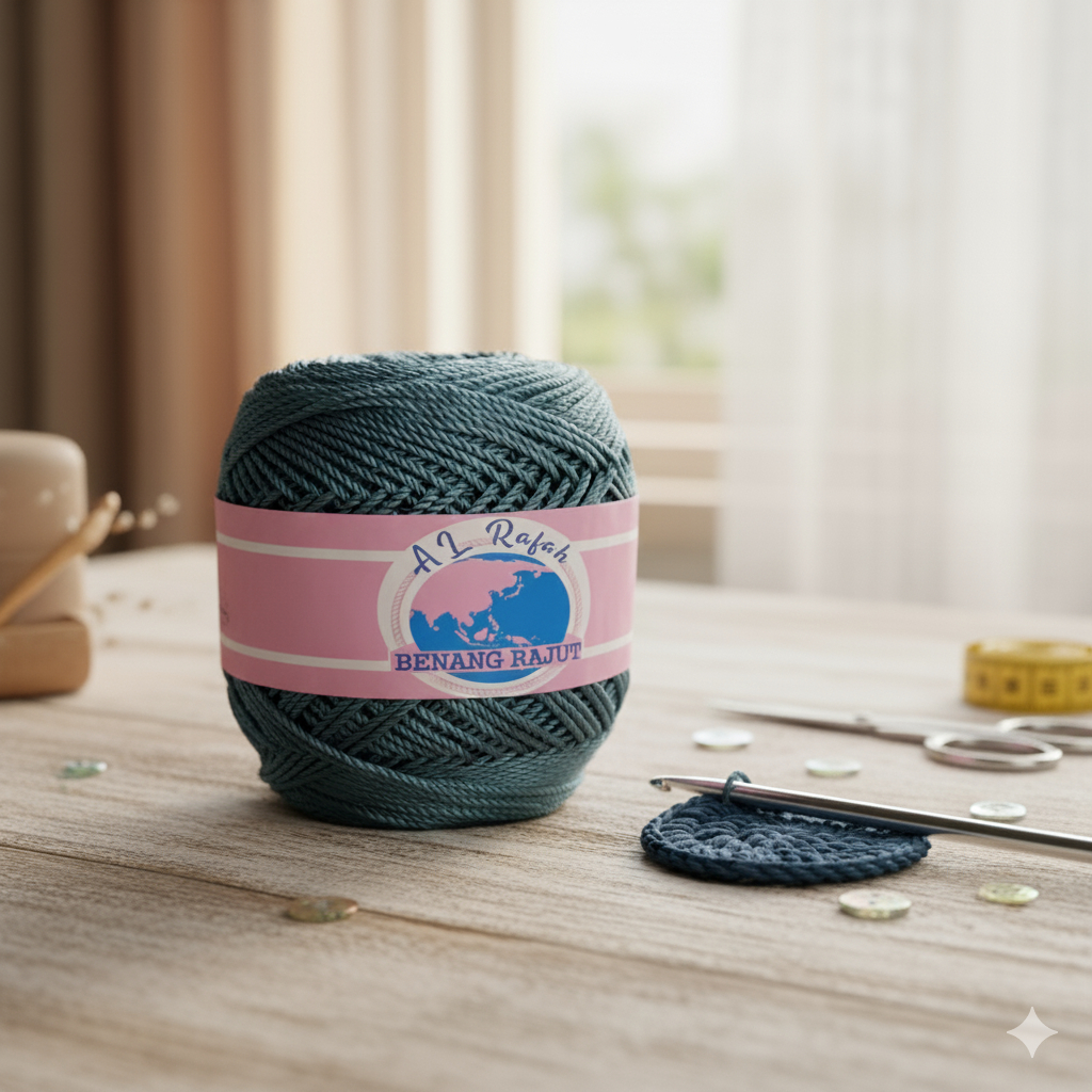 ALRAFAH - BENANG RAJUT POLY KILAP STEEL BLUE