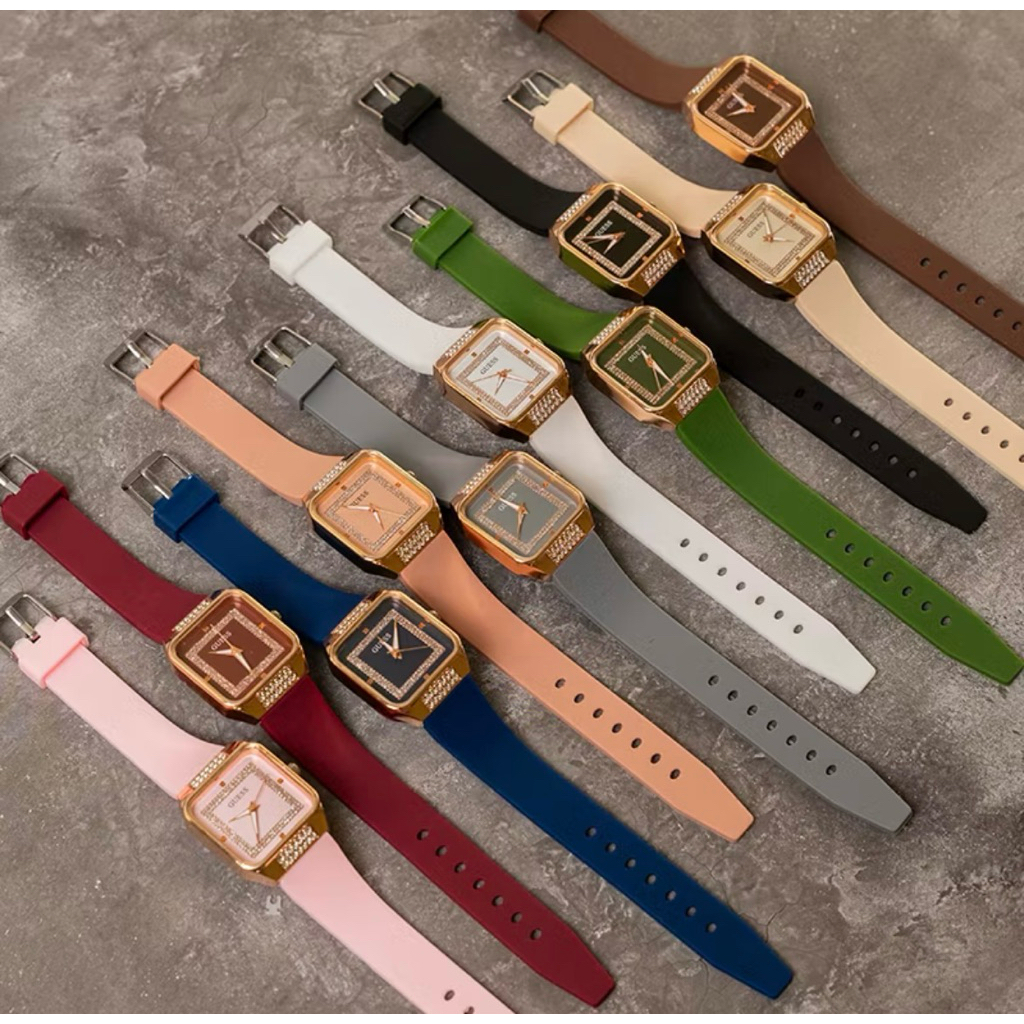 ( beli 1 gratis 1 )JAM TANGAN WANITA GC KOTAK TALI RUBBER