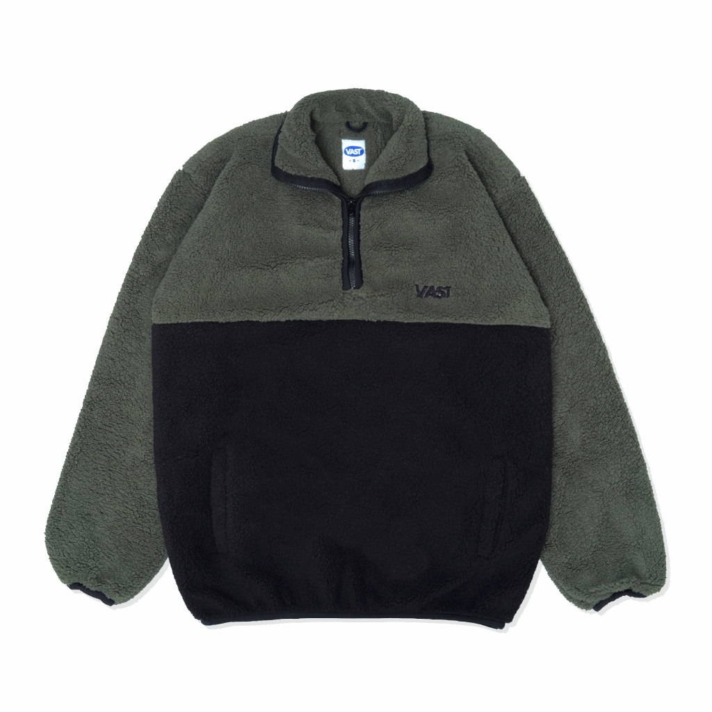 VAST SHERPA JACKET HALF ZIP BLACK ARMY  VJH-56