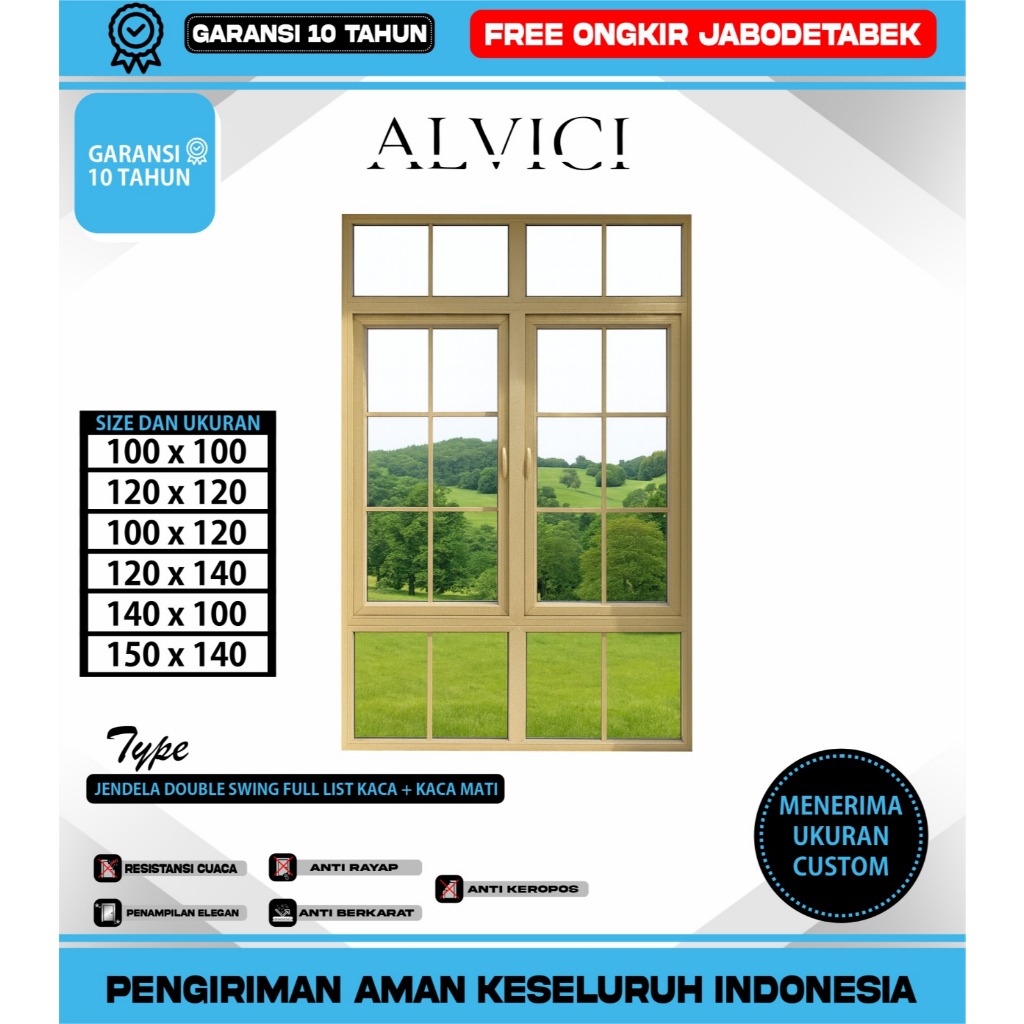 Jendela UPVC Swing 2 Daun Putih ALVICI