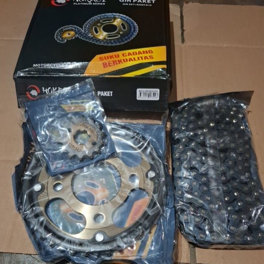 Gear Paket HOKAGE MEGAPRO NEW - 42T-14T / 124L-428H Gir Set Rantai Megapro/CB150/Verza150 dll