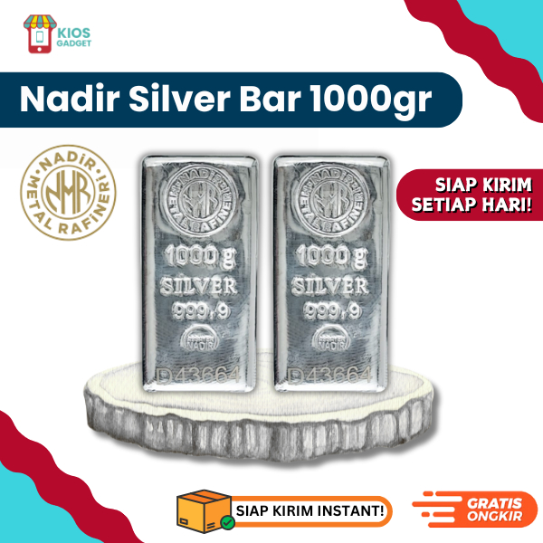 Perak Batangan Silver Bar Nadir 99.99% 1000Gram | Silver Bar Nadir 1Kg | Bersertifikat