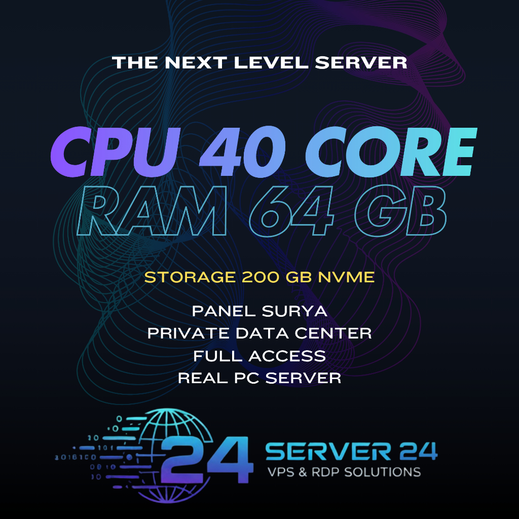 RDP VPS [SOLAR PANEL] Anti Suspend Server 40 Core 64 GB RAM Full Garansi - High Performance Trading 