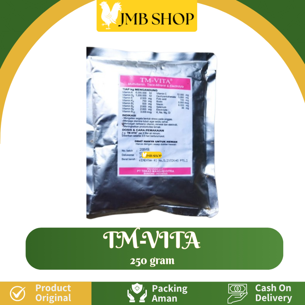 TM-VITA 250 GRAM - TMC - MULTIVITAMIN, TRACE MINERAL DAN ELECTROLYTE UNTUK TERNAK