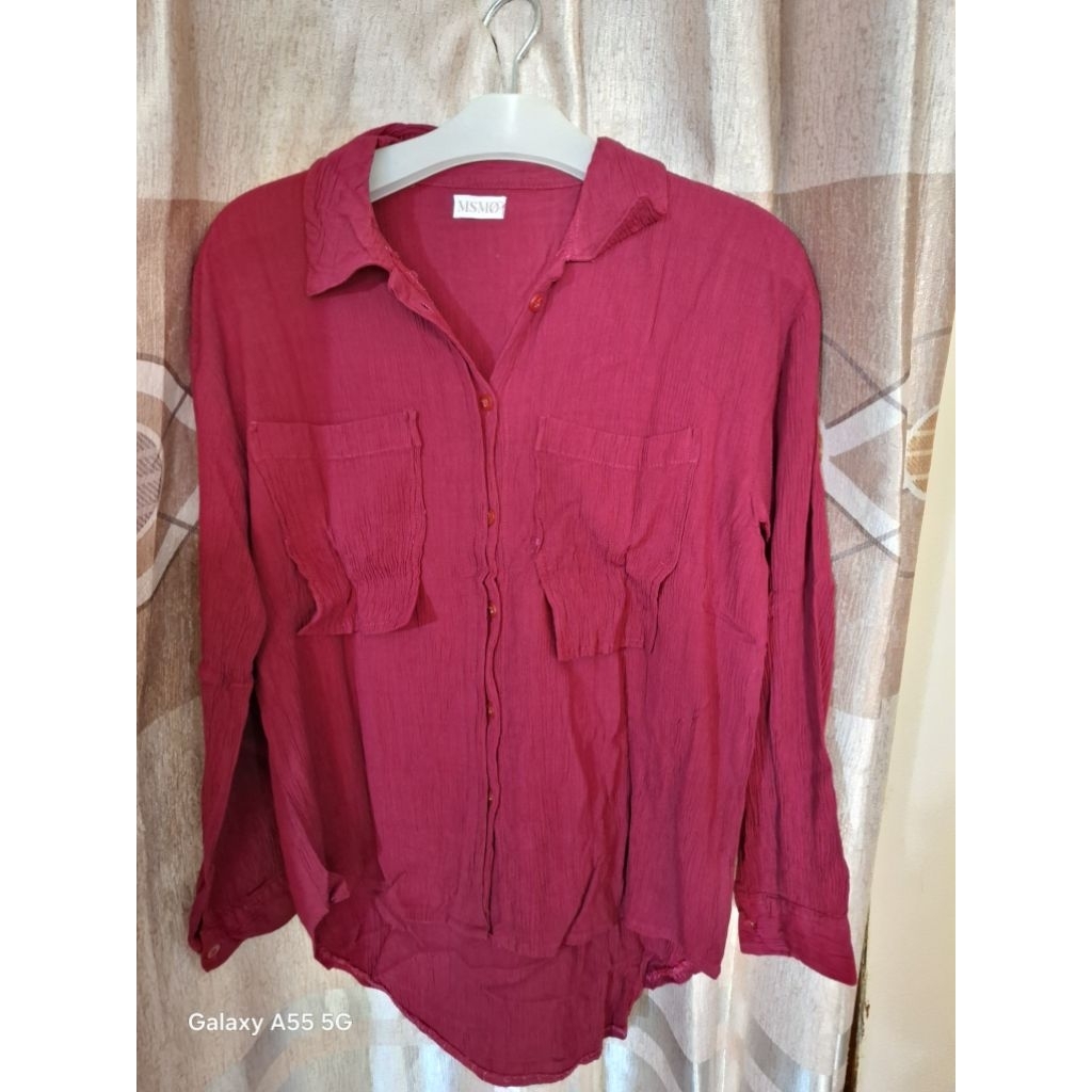 Blouse Crinkle Maroon