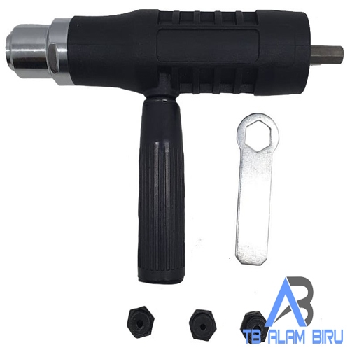 Adaptor Bor Listrik Tang Rivet Converter Bor Paku Rivet Hitam