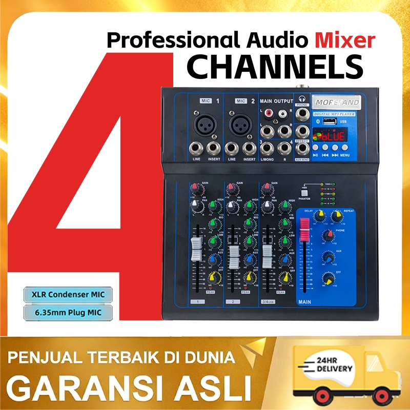 F4BT/F7BT Stage mixer 4 channel MIXER AUDIO 16DSP Professional, Bluetooth mobil 12v Rekaman hidup Pe