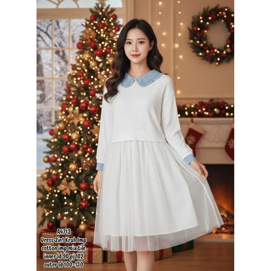 Dress natal imlek pesta wanita dress brokat