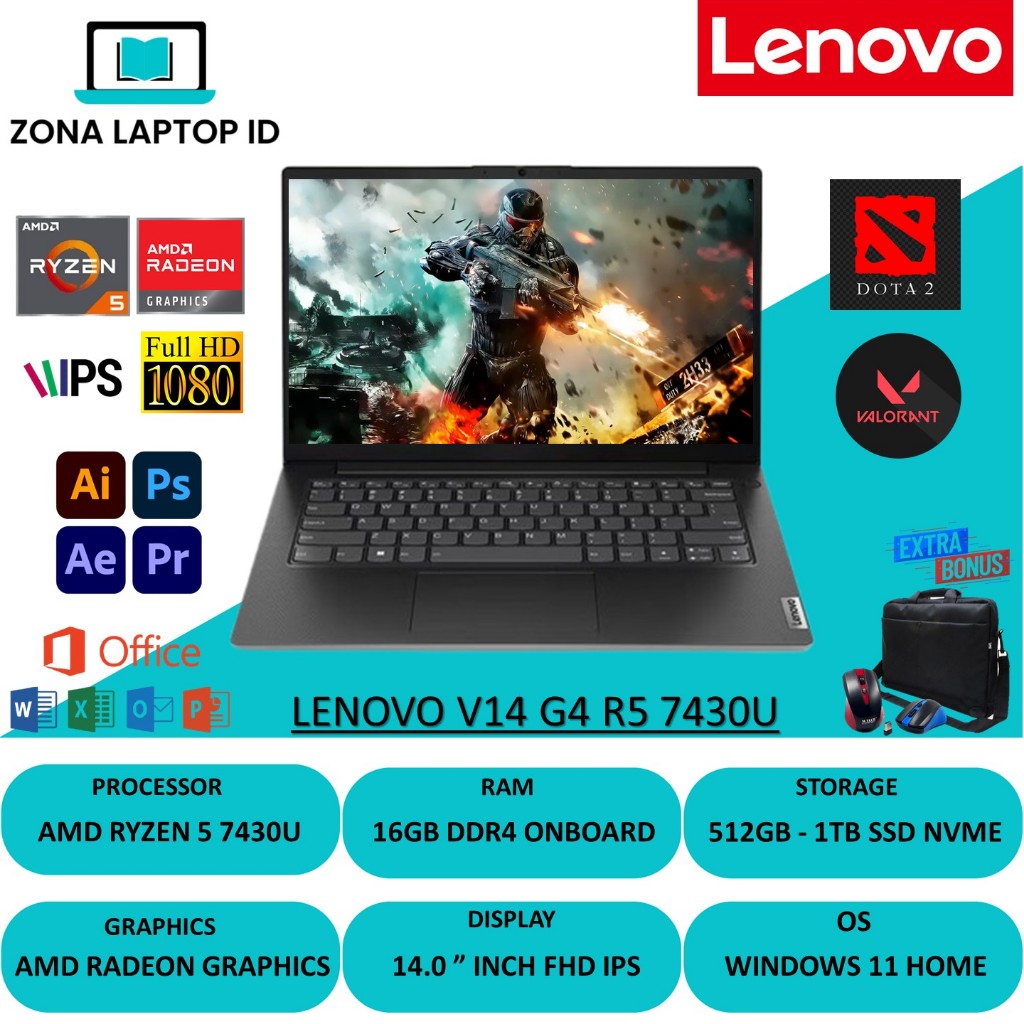Lenovo V14 Gen 4 AMD Ryzen 5 7430U RAM 16GB 1TB SSD 14.0 FHD Win 11