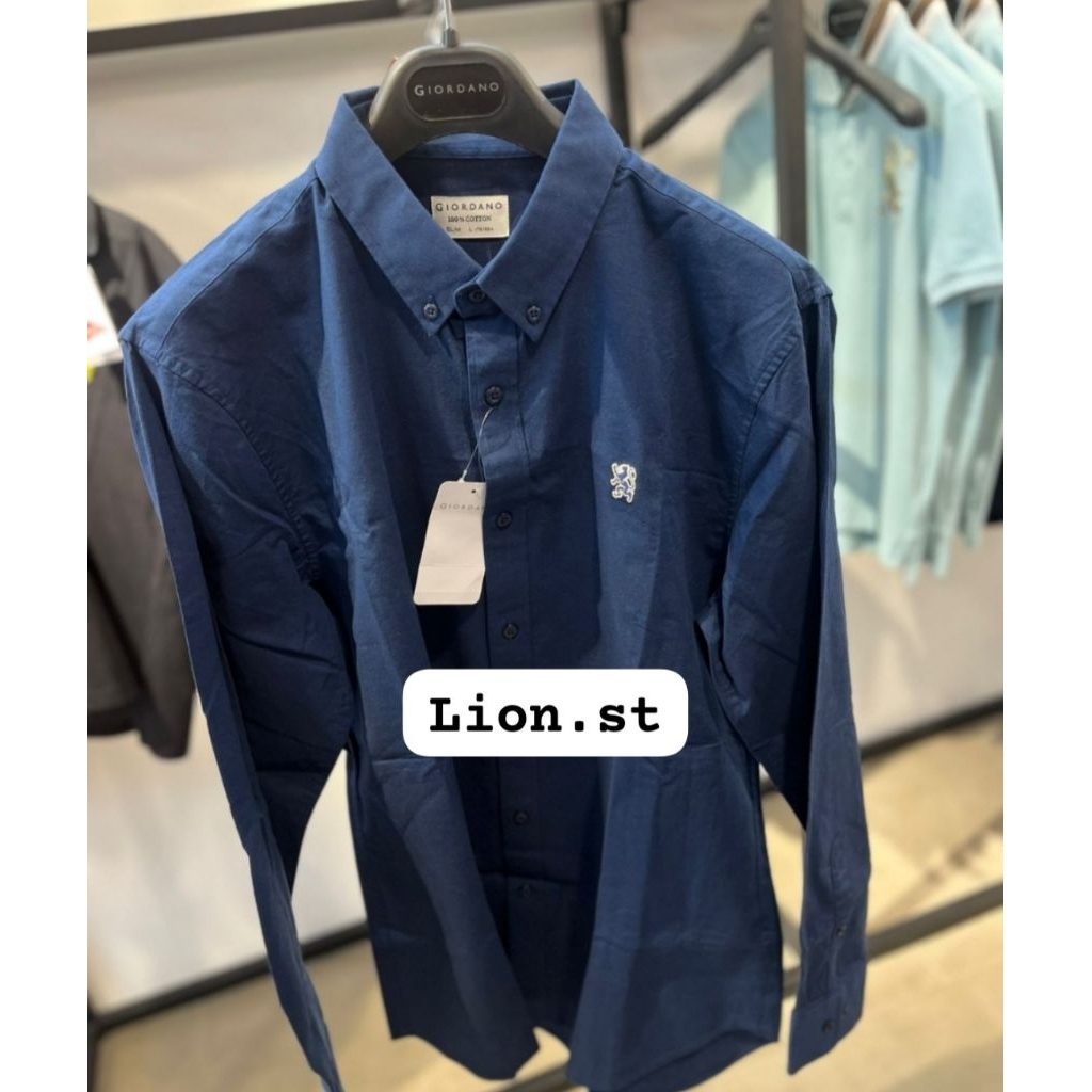 GIORDANO MENS PRIA 3D LION SHIRT OXFORD ORIGINAL STORE | KEMEJA PRIA ORIGINAL GIORDANO 3D LION