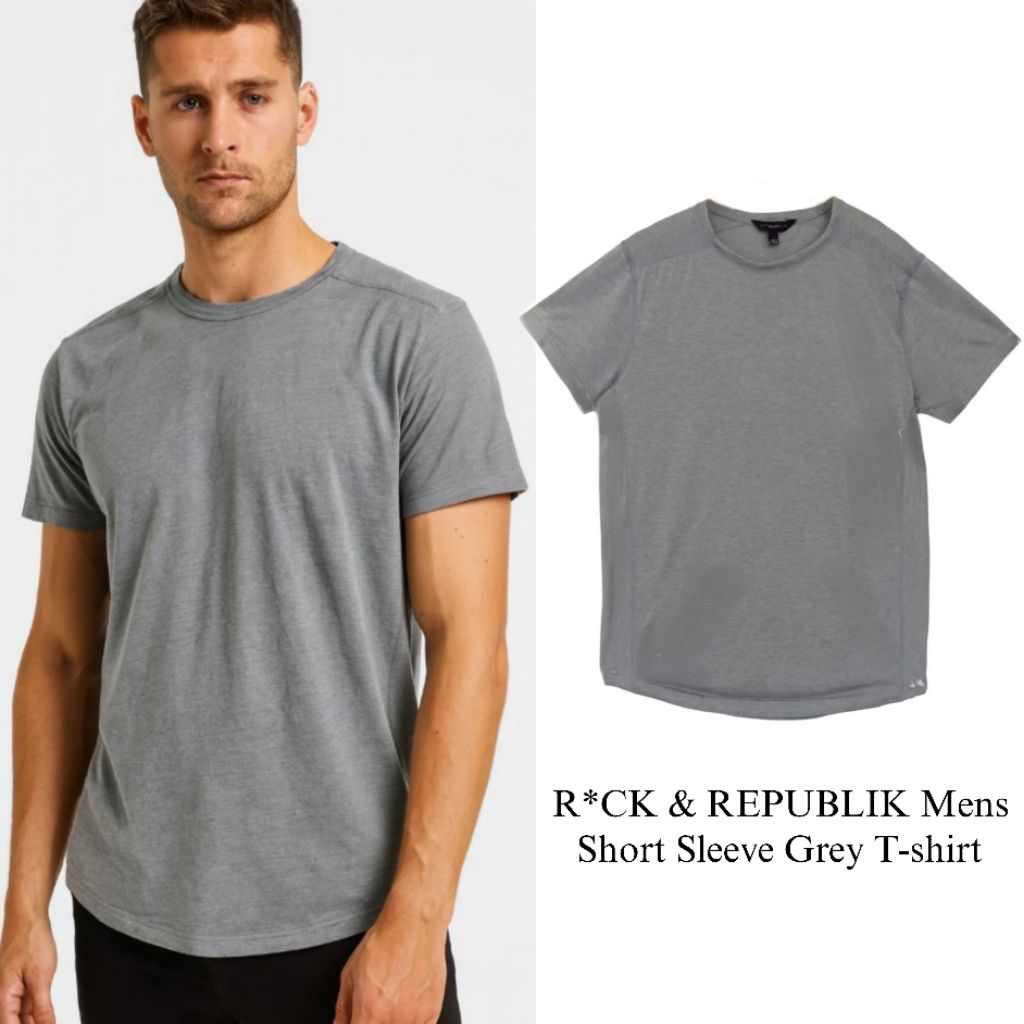 R*CK & REPUBLIK Mens Short Sleeve Grey T-shirt/Kaos Pria Original Branded/Kaos Pria Terbaru