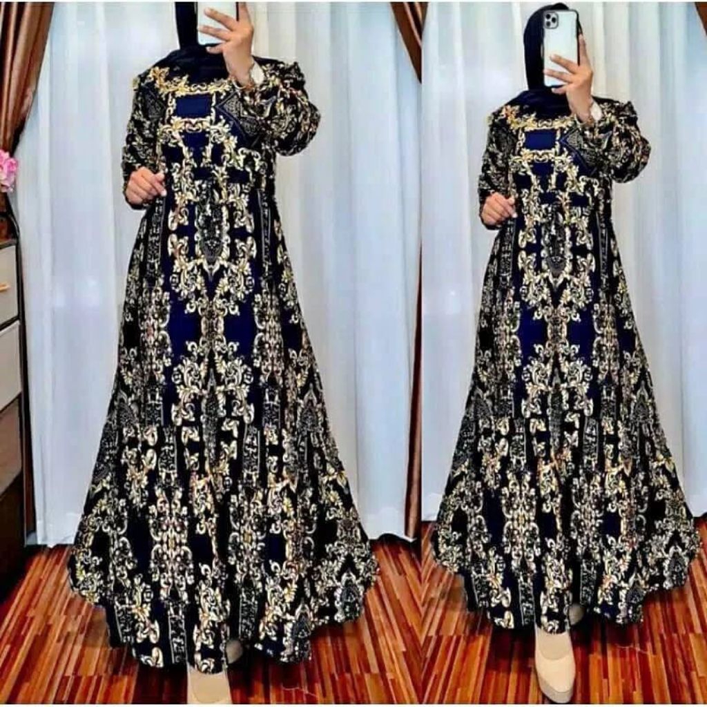 GAMIS MOTIF SULTAN TERBARU BAHAN KATUN PREMIUM/GAMIS MEWAH WANITA