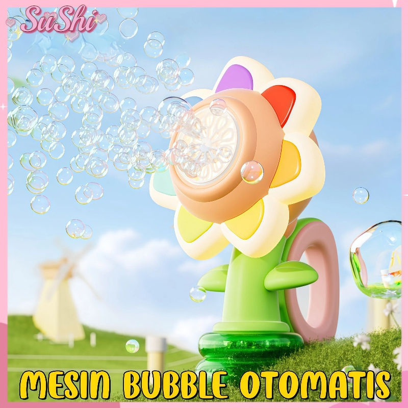 [READY] Pistol Gelembung Bunga Matahari - Mainan Elektrik Otomatis Bisa Menari & Bercahaya/ Hadiah U