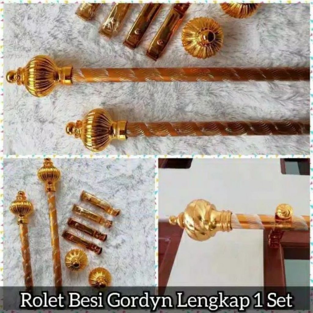 Batang Gorden Set Lengkap 1meter 1,5meter 2meter TIANG GORDEN GOLD