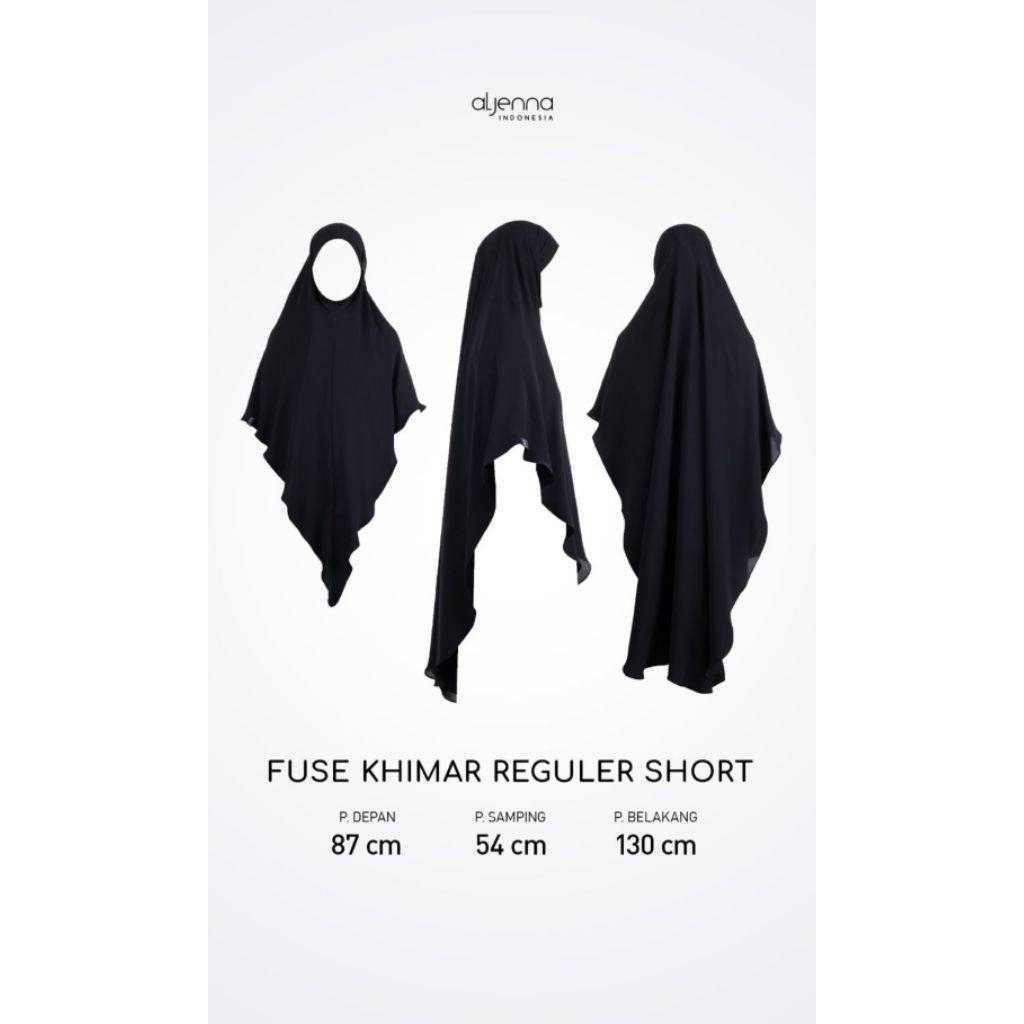 Fuse Khimar Triangle, Shoulder, Mini Shoulder, Reguler Short, FK Long, FK Mini Basic Jetblack Premiu