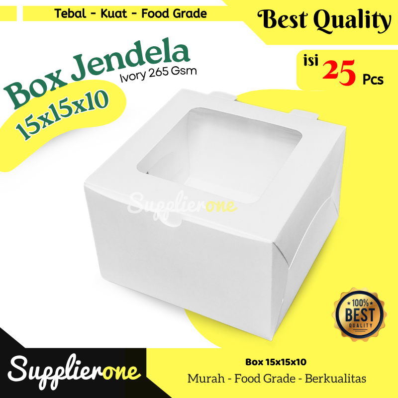 Box 15x15x10 Ivory isi 25 / Box Snack / Dus Mini Cake / Dus Korean Cake / Dus Chiffon /  Box Pancake