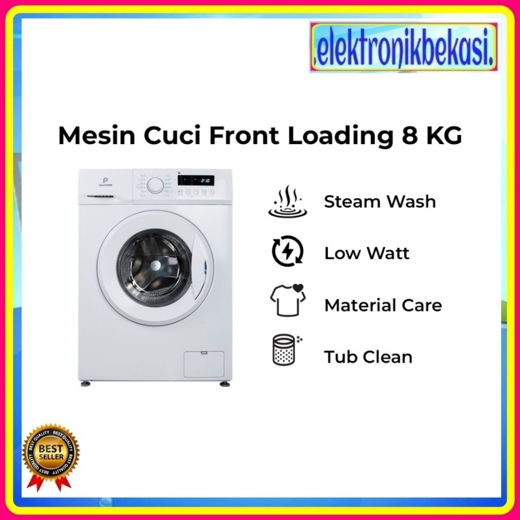 MESIN CUCI POLYTRON PFL 8051 / MESIN CUCI POLYTRON FRONT LOADING 8KG PFL-8051 / POLYTRON PFL8051