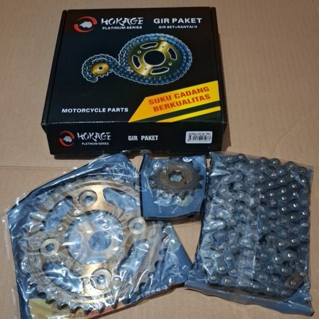 Gear Paket HOKAGE SUPRA FIT NEW - 36T-14T / 106L-428H Gir Set Rantai Revo/Blade/kharisma/Supra x125