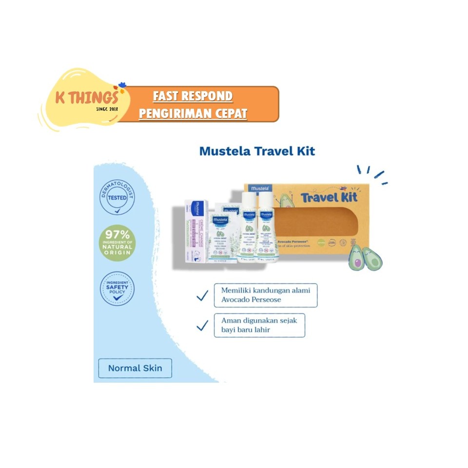 MUSTELA Newborn Baby Starter Travel Kit Trial Pack 4's Barrier 10ml Cleansing Gel 50ml Body Lotion 5