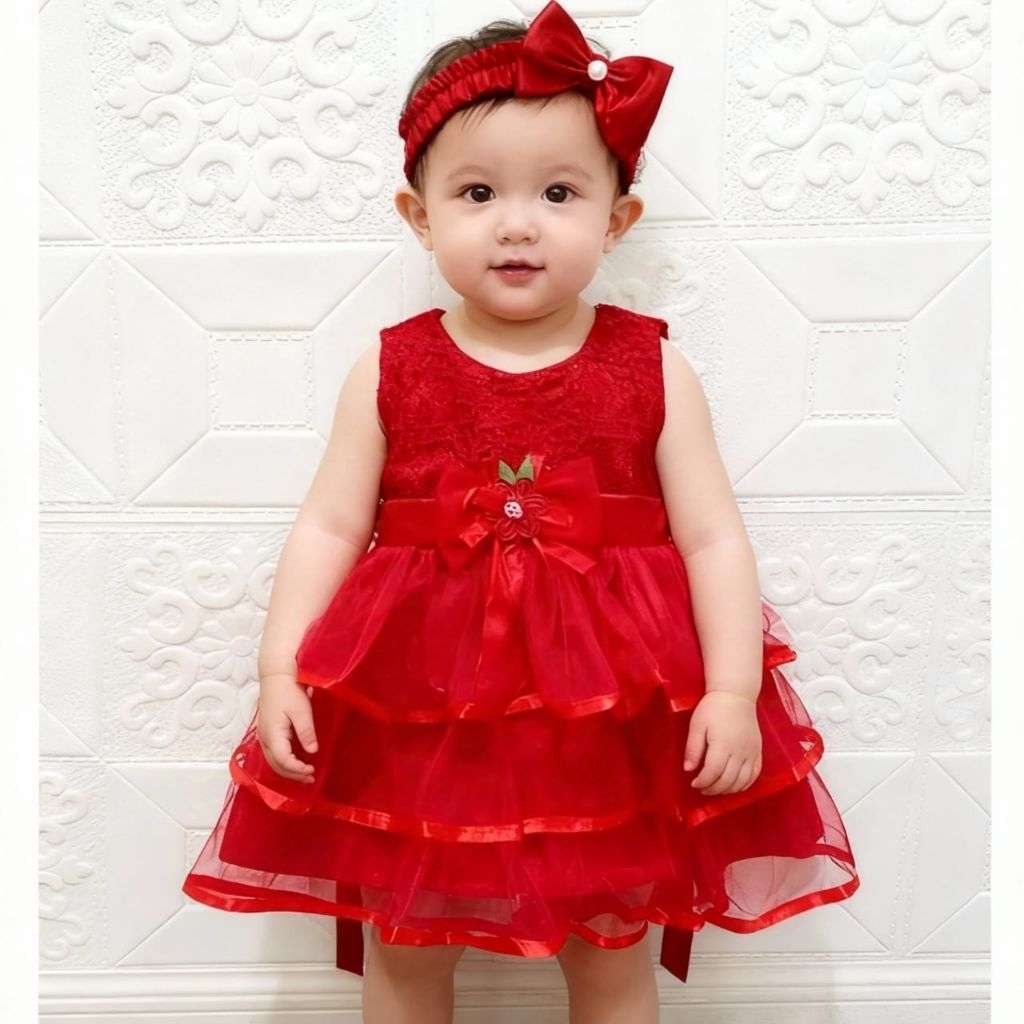 dress bayi perempuan usia 6-12 bulan warna hijau sage