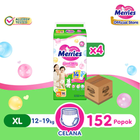 Merries Good Skin Popok Bayi XL 38 Pcs x 4
