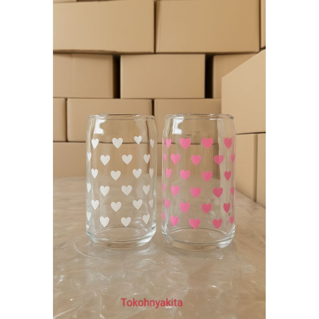 Gelas Model kaleng Sablon LOVE Cantik premium class