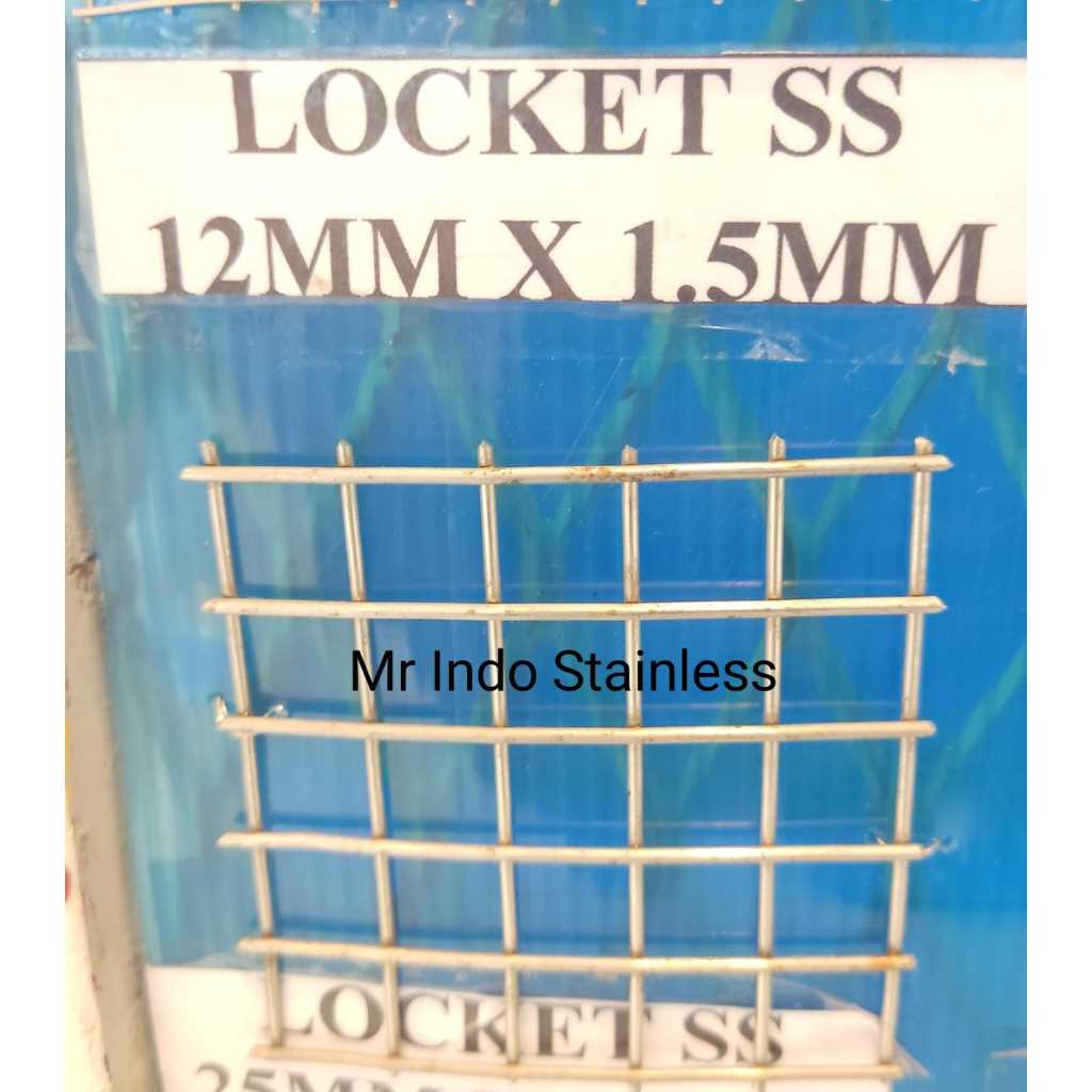 Kawat loket Stainless SS304 Lubang 12mm x 12mm tebal 1,5mm - Kawat Loket Lubang / Wiremesh kotak