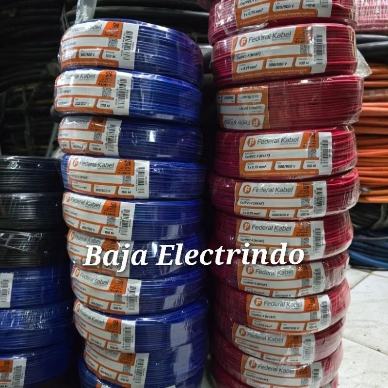 Kabel FEDERAL NYAF 0,75mm Roll 100m Kabel Serabut 1x0,75 mm NYAF 0.75mm FEDERAL NYAF 0.75 mm