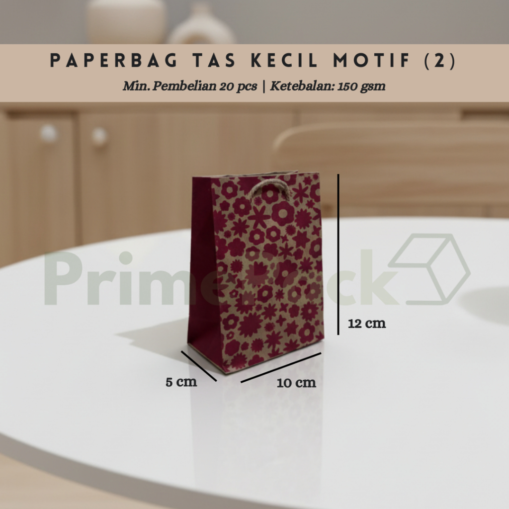 Paperbag Tas Kecil Motif (2) Kraft Coklat Ketebalan 150 gsm Kertas